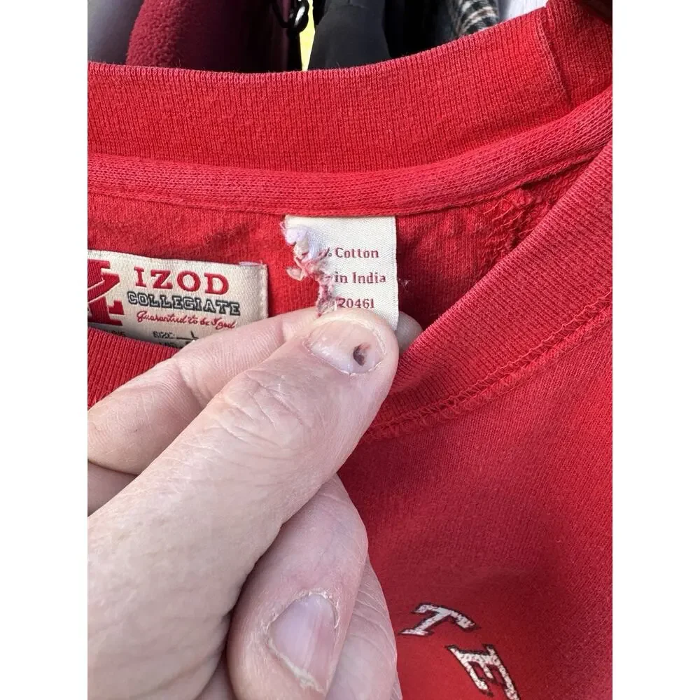 OHIO STATE UNIVERSITY Buckeyes Sweatshirt L Men's Red Short Sleeve IZOD - Picture 4 of 5